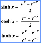 Hyperbolic sine, cosine, tangent equations