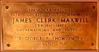 Maxwell plaque at physics building